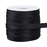 OLYCRAFT 25 m Schwarzes Satin Deckenband Doppelt Gefaltet Satin Schrägband Polyester Quiltband Deckennaht Bindungen Nähen Paspelbesatz Zum Nähen von Kleidung Cheongsam Dekor