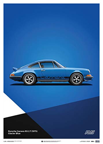 Automobilist Store Porsche 911 RS - Bleu - Affiche Unique Design en Édition Limitée - Taille d'affiche Standard 50 x 70 cm