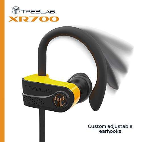 Treblab Xr700 - Top Bluetooth Wireless Earbuds - Bluetooth 5.0 Ipx7 Waterproof Sports Headphones, Adjustable Earhooks, Rugged Workout Earphones, Noise Cancelling Microphone In-Ear #TOP2