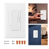 Dimmer Light Switch, Super Slim Series, Adjustable Dimming Range, Single-Pole or 3-Way, Max 300W LED, CFL, 600W Incandescent, Dimmer Light Switch LED, CFL, Halogen and Incandescent Bulbs, White