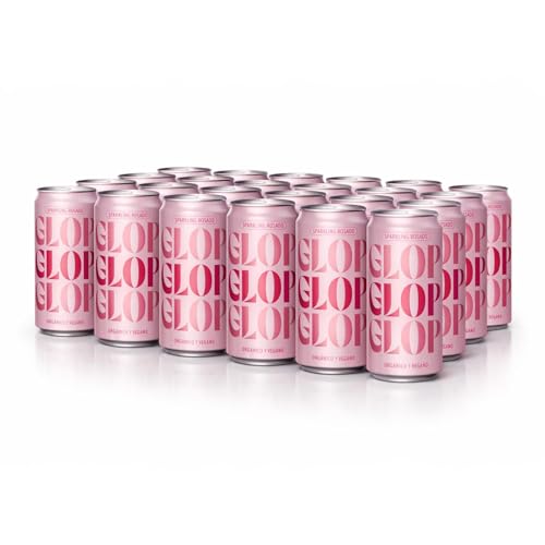 GLOP Sparkling Rosado Orgánico en Lata 200ml Pack 24| Monovarietal Garnacha Tinta | Vino Espumoso Vegano | Afrutado y Fresco | 10% Vol | Origen España