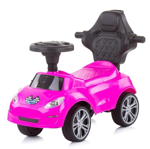 Chipolino Kinder Rutschauto 2 in 1 Turbo Schubstange Musikfunktion Rückenlehne, Farbe:pink – Bild 3