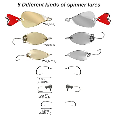 XiYee 109Pcs Angeln Köder Set mit Angelkasten Einschließlich Wobbler Spinnerbaits Angellöffel Topwater Frosch Swimbaits… – Bild 5