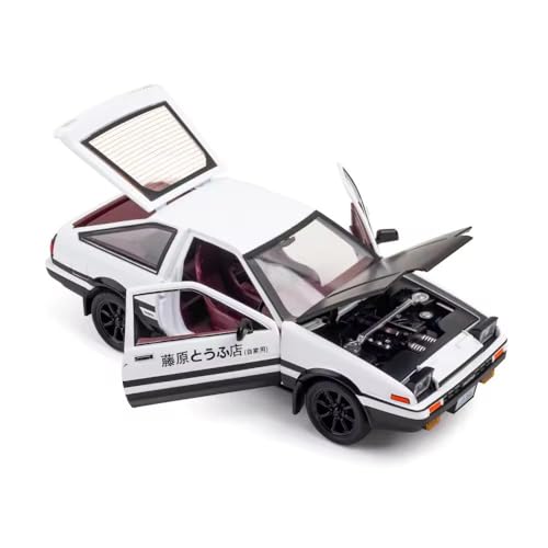 Image of Exclusive Alloy Metal Pull Back Die-Cast Car Diecast Metal Pullback Toy Car with Openable 6 Doors,Light Music Boys Gifts Toys (1:24 AE86-White Color)