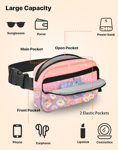 Image of Hippo Fanny Pack for Women Belt Bag Fashion Everywhere Waist Pouch Lightweight Crossbody Bags with Adjustable Strap
