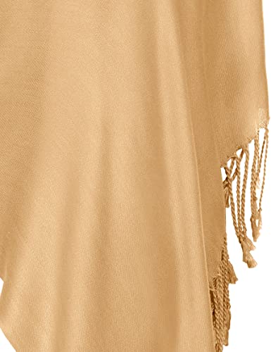 Rheane Pashmina Shawls And Wraps For Evening Dresses Gold Shawls And Wraps For Weddings Dress Shall For Women Gold Scarfs For Women Champagne Gold #TOP4