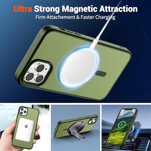 Image of SUPFINE Magnetic for iPhone 11 Pro Max Case Cangling Green | (Compatible with MagSafe)(Military Grade Drop Protection)Shockproof Translucent Matte Phone Cover