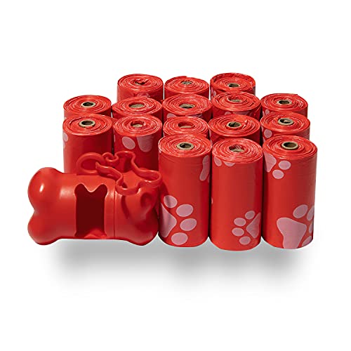 Image of Best Pet Supplies Dog Poop Bags for Waste Refuse Cleanup, Doggy Roll Replacements for Outdoor Puppy Walking and Travel, Leak Proof and Tear Resistant, Thick Plastic - Red, 240 Bags