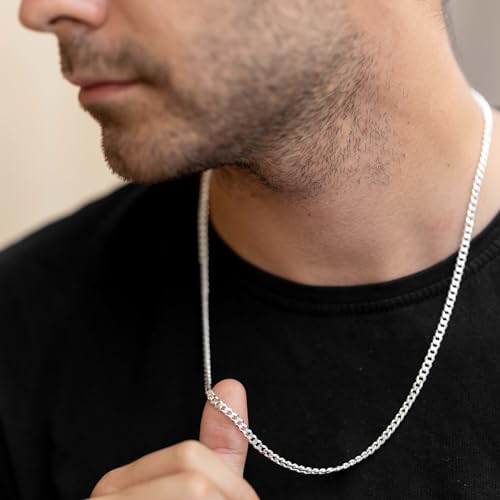 Hadoken 925 Sterling Silver Clasp 3/5/6MM Cuban Link Chain Necklace for Men Women Diamond Cut 16/18/20/22/24/26/28/30 Inches3