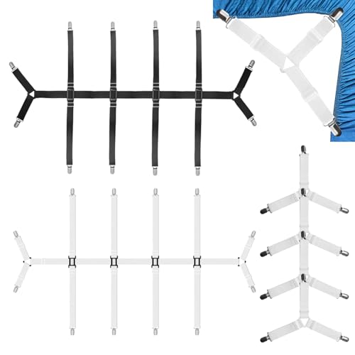 Slvoaujtk 6 Pièces Attache Drap Housse et Tendeur Drap Housse Ajustables et Élastiques pour Fixer Les Draps Nappes Housses de Canapé Matelas de Camping et...