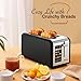 Mecity 4 Slice Toaster with Touchscreen Long Slot, Stainless Steel Smart Bread Toaster for Bagel Muffin Waffle Gluten Free Breads, Timer, Defrost, Reheat, 120V 1400W