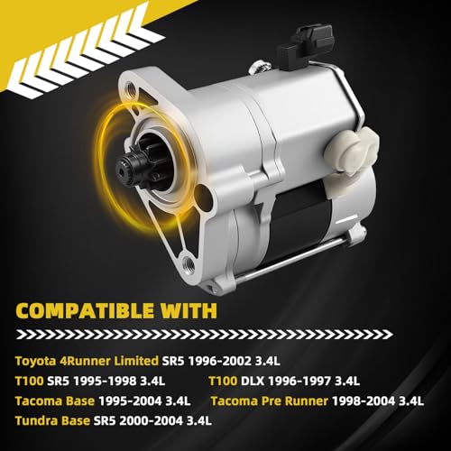 Starter compatible con Toyota 4Runner 1996-2002, T-100 Pickup 1995-1998, Tacoma 1995-2004, Tundra 2000-2004 12V 1.8KW Reemplaza 28100-62030 22800-4080 miniatura 3