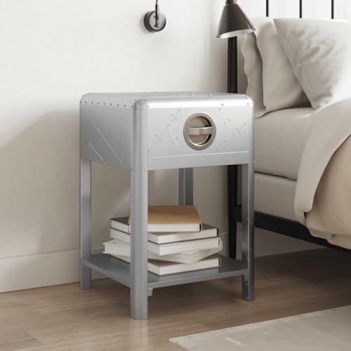 KTHLBRH Table d'appoint style aviateur avec 1 tiroir vintage avec tiroir et étagère, meuble multifonction pour maison