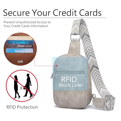 DIOMO Anti Theft Crossbody Bags for Women with Zipper Lock, RFID Small Sling Bag, Vegan Leather Safe Mini Travel Purse (Small-Gray)3