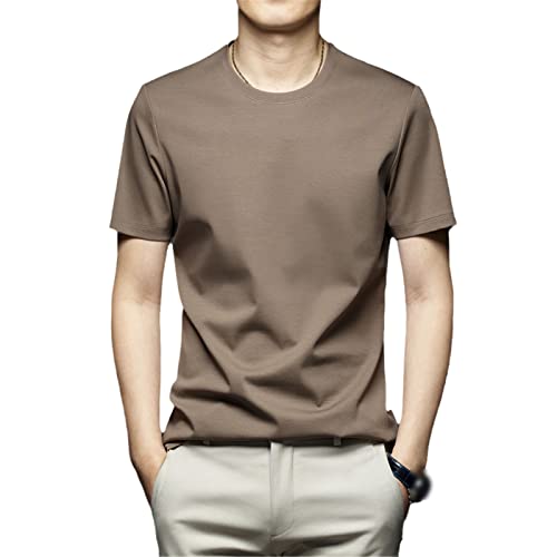 T-shirt d'été homme col rond manches courtes soie glacée unie