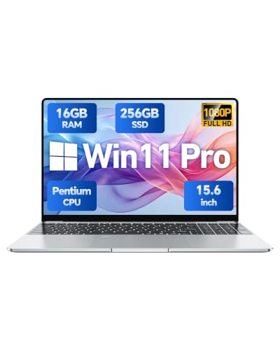 Image of 15.6 inch Laptop Computer, Win 11 Pro, Pentium 2.10GHz(Base Freq.), 16GB RAM, 256GB SSD (Expand to 2TB), FHD IPS, Backlit Keyboard, Fingerprint Reader, Ideal for Daily Work & Study