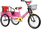 NIUSABOU Faltbares, verstellbares Dreirad, Zusammenklappbares Tandem-Dreirad mit Stauraum und Luftreifen in mehrfarbigen Größen von 14 bis 18 Zoll(Pink-Aluminum Alloy Rim)