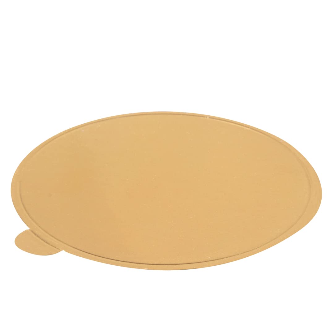 Restaurantware 3 Inch Mini Cake Boards, 200 Round Single Portion Cake Boards - Built-In Tab, For Dessert Displays, Gold Paper Small Cake Boards, Recyclable, Multi-Functional