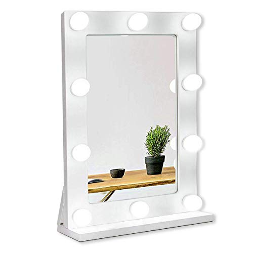 Waneway Hollywood Lighted Vanity Makeup Mirror, Large Wooden Mirror with Lights for Dressing Table