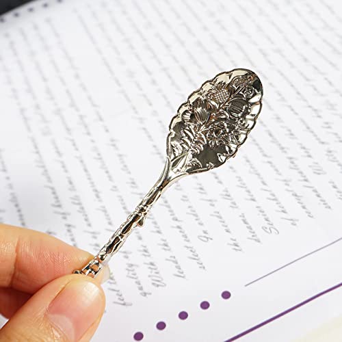 Soulnioi Vintage Carved Crystal Spoons Retro Decorative Coffee Stirring Spoons Dessert Spoons Ice Cream Spoon with White Crystal Head for Cafe Office Tableware -Silver - Image 4