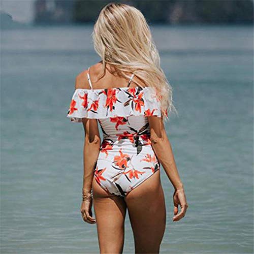 Costume da Bagno Bikini Sexy con Stampa Floreale Sexy da Donna Costume da Bagno Siamese con Stampa a Righe da Donna (Dimensioni : X-Large)