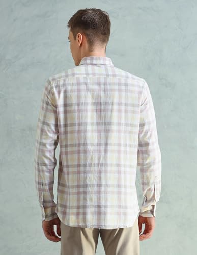 Image of Arrow Sport Men Slim fit Cotton Checked Long Sleeves Spread Collar Shirt
