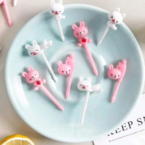 Garfinho Espetinho Tema Coelho para Frutas e Petiscos - Kit com 8 Peças de 4,5cm