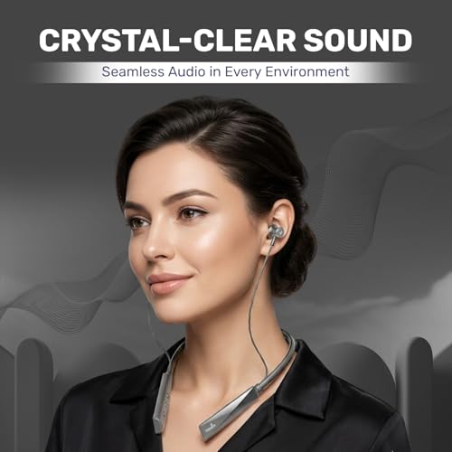 Image of Voods Ultra Voice Changer Neckband Combo with 5 Voice Modes, 30 Hrs Battery, Magnetic Earbuds with Vibration Alert, Dual Pairing, Fast Charging, IPX6 Sweatproof (Black & Grey)