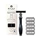 Produktbild MYLILY® Rasierhobel inklusive 5 Rasierklingen I Deine perfekte Rasur I Safety razor men I Rasierhobel Herren I Rasierer plastikfrei I Zero waste shaving I Intim Rasierer I Edelharz Schwarz
