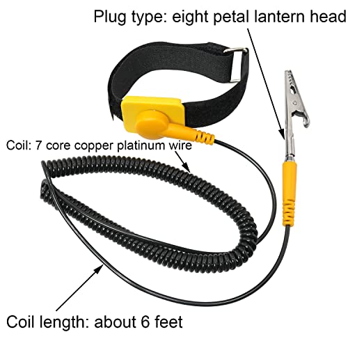 Image of MEETOOT 3Pcs Anti Static Wrist Strap, Strap Anti Shock Wristband Bracelet with Grounding Wire Alligator Clip Extendable Long Cord 1.8m