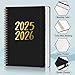 Planner 2025-2026, July 2025 - June 2026 Daily Weekly and Monthly Calendar Planner Book with Tabs, Notes Pages, Inner Pocket, Spiral Schedule Agenda A5, Back to School Supplies for School, College, Work-BLACK