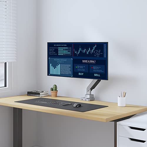 Image of WALI Ultrawide Monitor Arm for 13 to 49 Inch Heavy Duty Curved Screens, Adjustable Single Monitor Desk Mount with 2 USB 3.0 Ports, Holds 33 lbs, 75x75 /100x100 VESA, Silver (GSMU001)