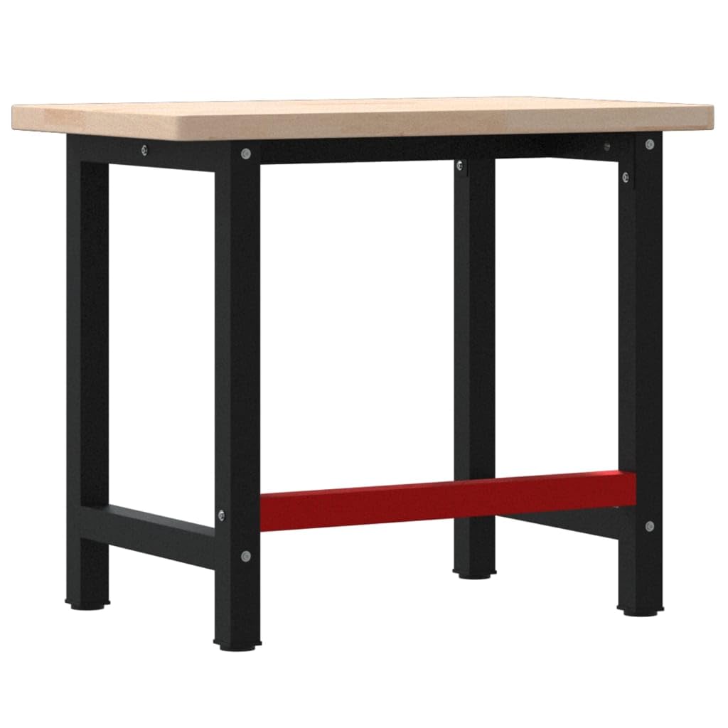 vidaXL Banco Lavoro 100x60x83 cm Legno Massello Rovere Rettangolare, tavolo da lavoro, postazione da lavoro, banco da lavoro in metallo
