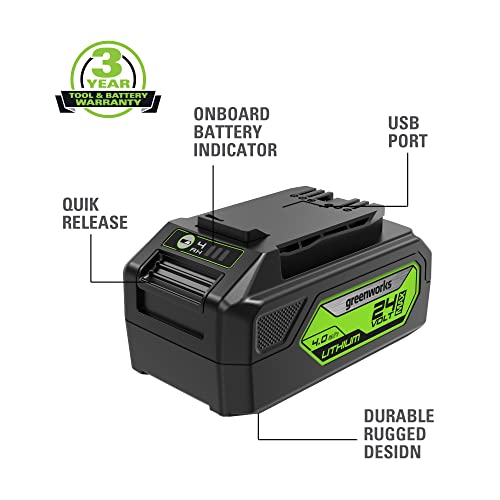 Greenworks 24V 4.0Ah USB Battery (2-Pack) Starter Kit + Dual Port Rapid Charger (Genuine Greenworks Parts)