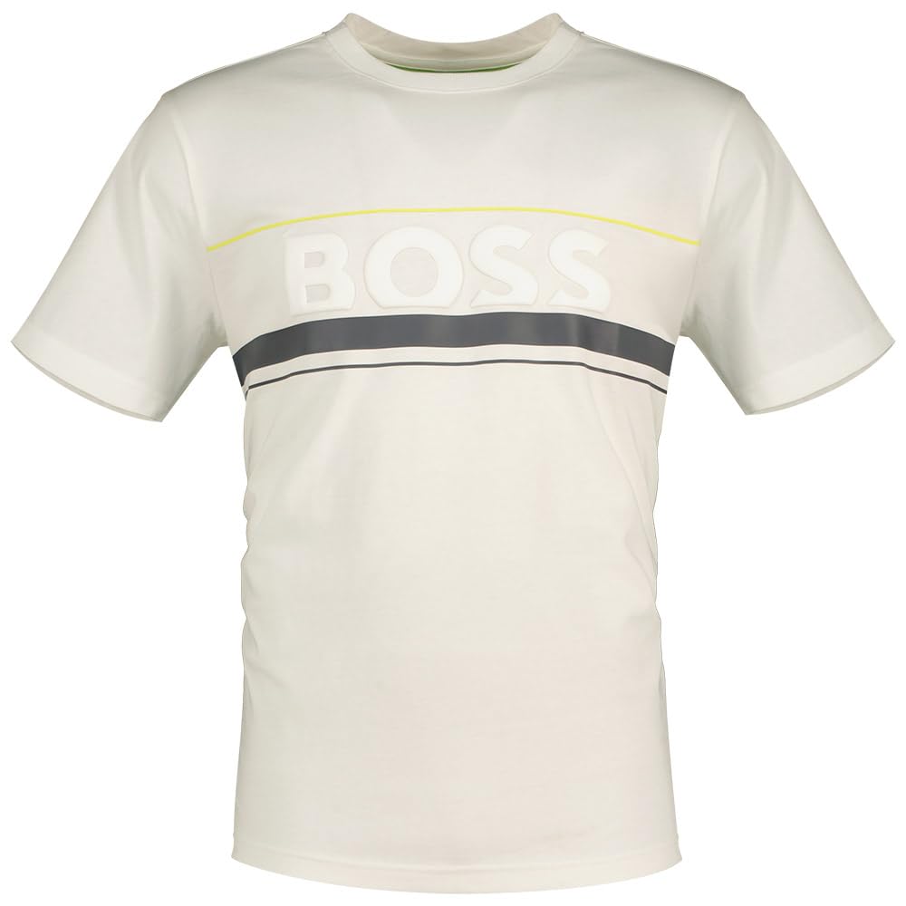 Boss Men's White Iconic Zone T-Shirt, 100, M