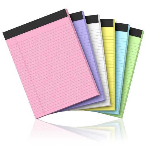 Nichela 6 Pack Legal Pads 8.5 x 11 Colored Note Pads 8.5 x 11 Pink Notepad Perforated Writing Pads...