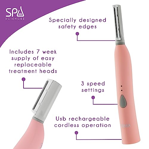 SPA-SCIENCES-SIMA-Dermaplaning-Tool-Patented-Painless-2-in-1-Facial-Exfoliation-Peach-Fuzz-Hair-Removal-System-w-7-Weeks-Treatment-Included-Anti-Aging--3-Speeds-Rechargeable