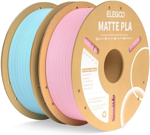ELEGOO Matte PLA Filament 1.75mm Rosa Eisblau 2KG, 3D Drucker Filament PLA | Sauber gewickeltes Filament, Einfach zu Bedienen, 1kg Kartonspule (2.2lbs) PLA Matte Filament für Meist