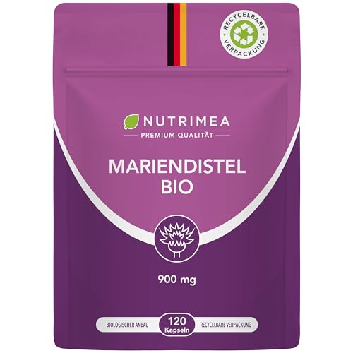 Mariendistel Kapseln BIO - Ökologisch Nachhaltig im FLOW PACK - Reines Mariendistel-Extrakt 100% BIO OHNE Zusätze | 120 Kapseln Hochdosiert - 900 mg TAGESDOSIS Silymarin - 100% Vegan