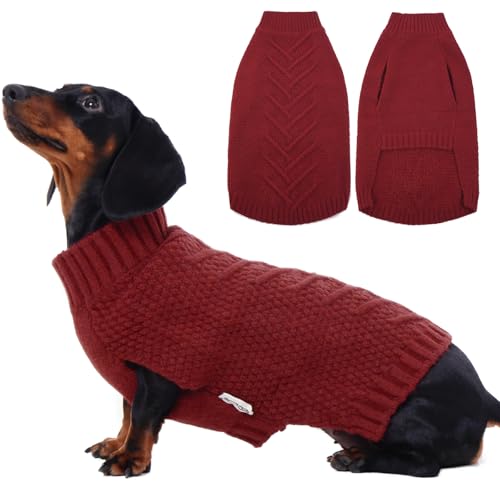IECOii Thermal Knitted Dog Sweaters - Small Dachshund Sweater for Dogs Girl Boy, Christmas Sweater...