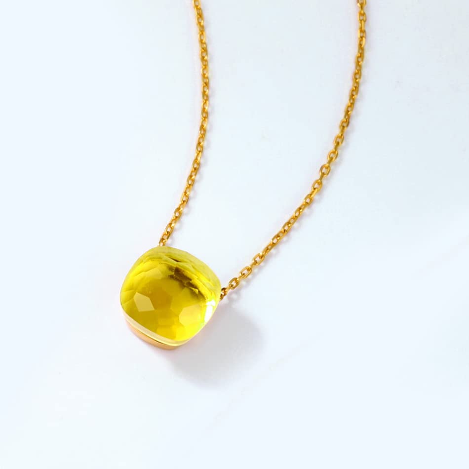 ZHSHYS Collar con Colgante de Cristal de 10x10mm para Mujer, Estilo Azul, Verde, Amarillo, Amatista Colorida, joyería de Citrino