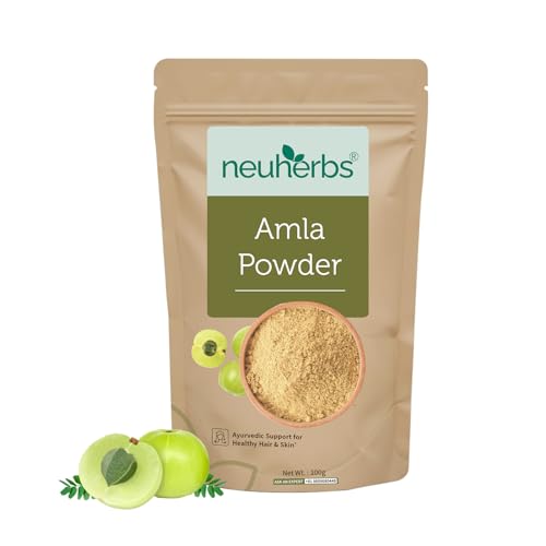 Image of Neuherbs Amla Powder 100g | Indian Gooseberry Powder for Hair Growth, Glowing Skin & Daily Wellness | Rich in Antioxidants | 100% Pure & Natural