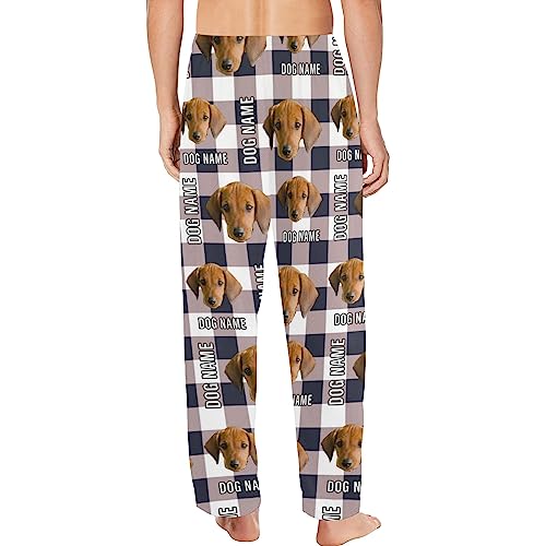 Custom Couples Matching Pajamas Pants with Pet Face Photo, Personalized Loungewear PJ Bottoms for Dog Lover Mom Owner3