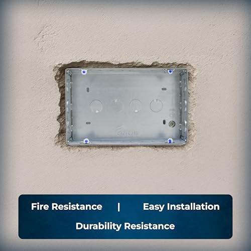 Image of Forus 16 Module Concealed GI Modular Box | 18 Gauge Heavy Duty Galvanized Iron Junction Box | Rustproof Flush Mount Electrical Switch Box 9x6 Inch for Home & Office Wiring (1 Pc)