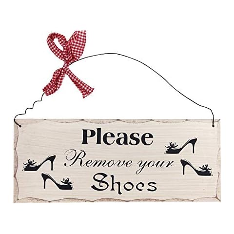 Rainbow Handcrafts Vintage Wood Sign ''Please Remove Your Shoes'' Wood Folk Wisdom Plaque 10" x 4" Cover