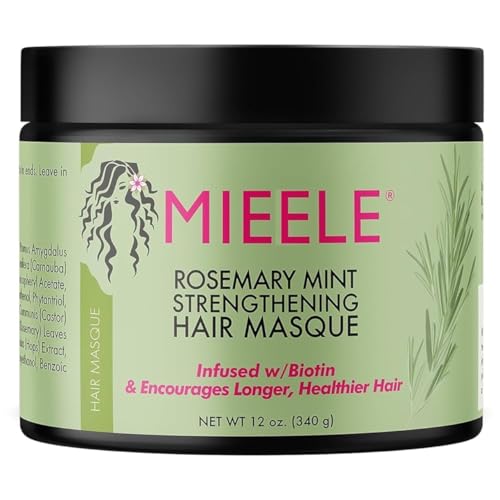 MIEELE Rosemary Mint Strengthening Hair Masque, Essential Oil & Biotin Deep Treatment, Miracle Repair for Dry, Damaged, & Frizzy Hair, 340 ml (Pack of 1)