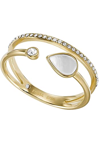 Fossil Ring Für Frauen , Länge: 8mm, Breite: 7.4mm Gold-Edelstahl-Ring,...