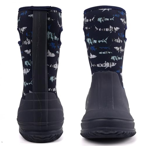 HugRain Toddler Kids Adorable Warm Neoprene Waterproof Rain Boots4
