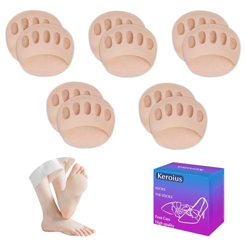 Image of Honeycomb Fabric Forefoot Pads Breathable Soft Ball of Foot Cushion Pads, Invisible Women's Half Liner Socks Mat for Flats High Heels (5Pairs(Beige))