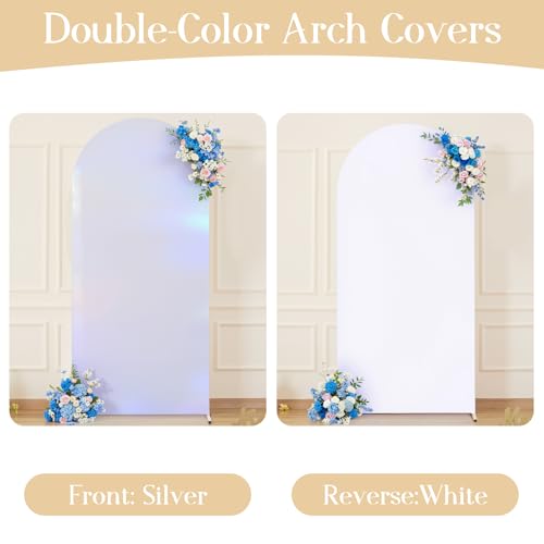Cobertura elástica para arco de fondo 6FT blanco y plata miniatura 4